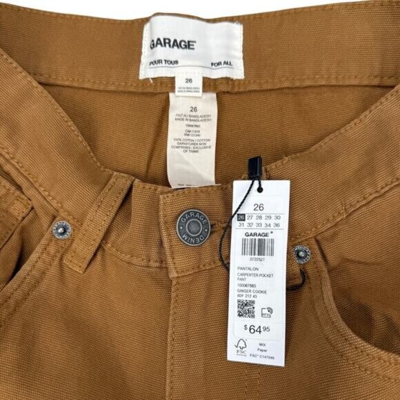 NWT GARAGE Carpenter Pocket Pant Size 26 Ginger Cookie - Picture 4 of 5